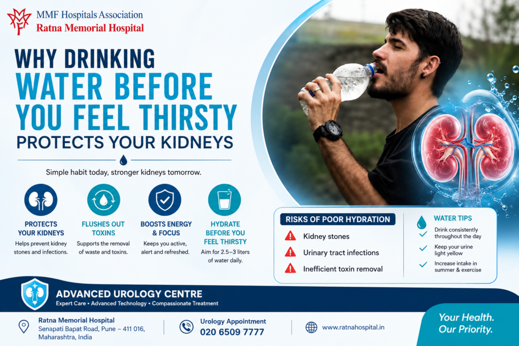 Hydration for kidney health awareness by Ratna Memorial Hospital Urology Centre Pune.