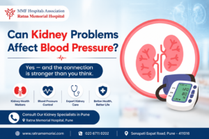 Kidney specialist in Pune explaining how kidney problems affect blood pressure at Ratna Memorial Hospital.