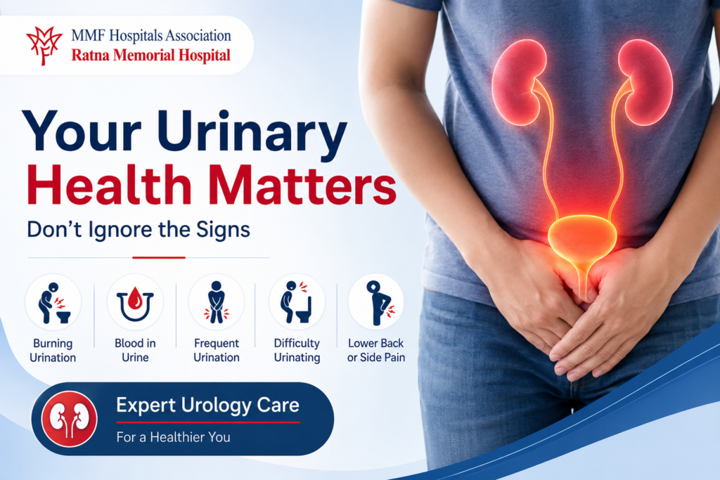 5 warning signs of urinary problems explained by urologists at Ratna Memorial Hospital, a trusted urology hospital in Pune.